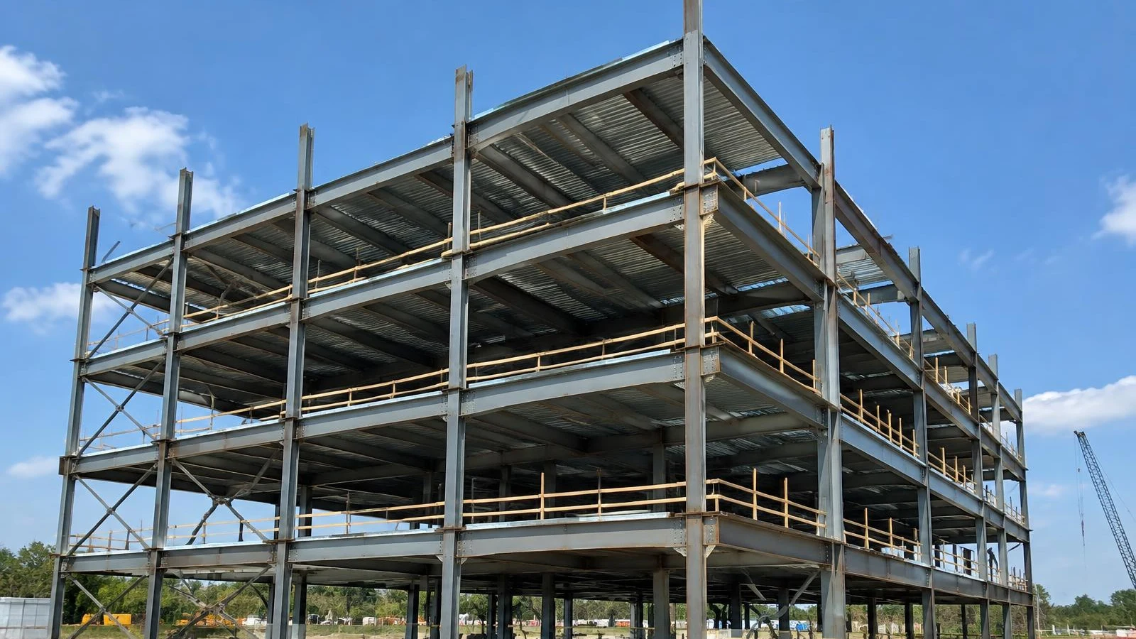 Steel frame of a building under construction