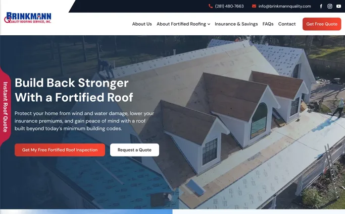 Homepage of Brinkmann Quality Roofing website