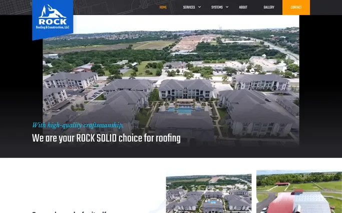 Homepage of Rock Roofing & Construction website